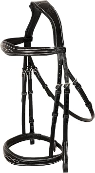 Exion Anatomic English Hunter Bridle with Padded Noseband & Rubber Reins