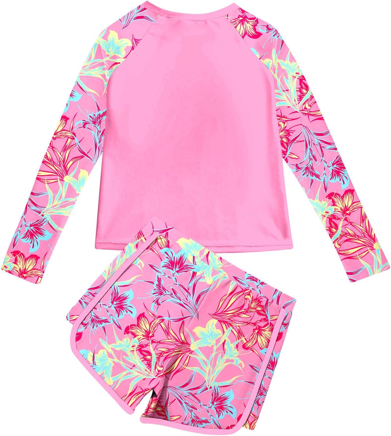 Vogseek Girls Rash Guard Swimsuits 2 Piece Bathing Suit UPF 50+ Summer Swimwear Size 7-12T