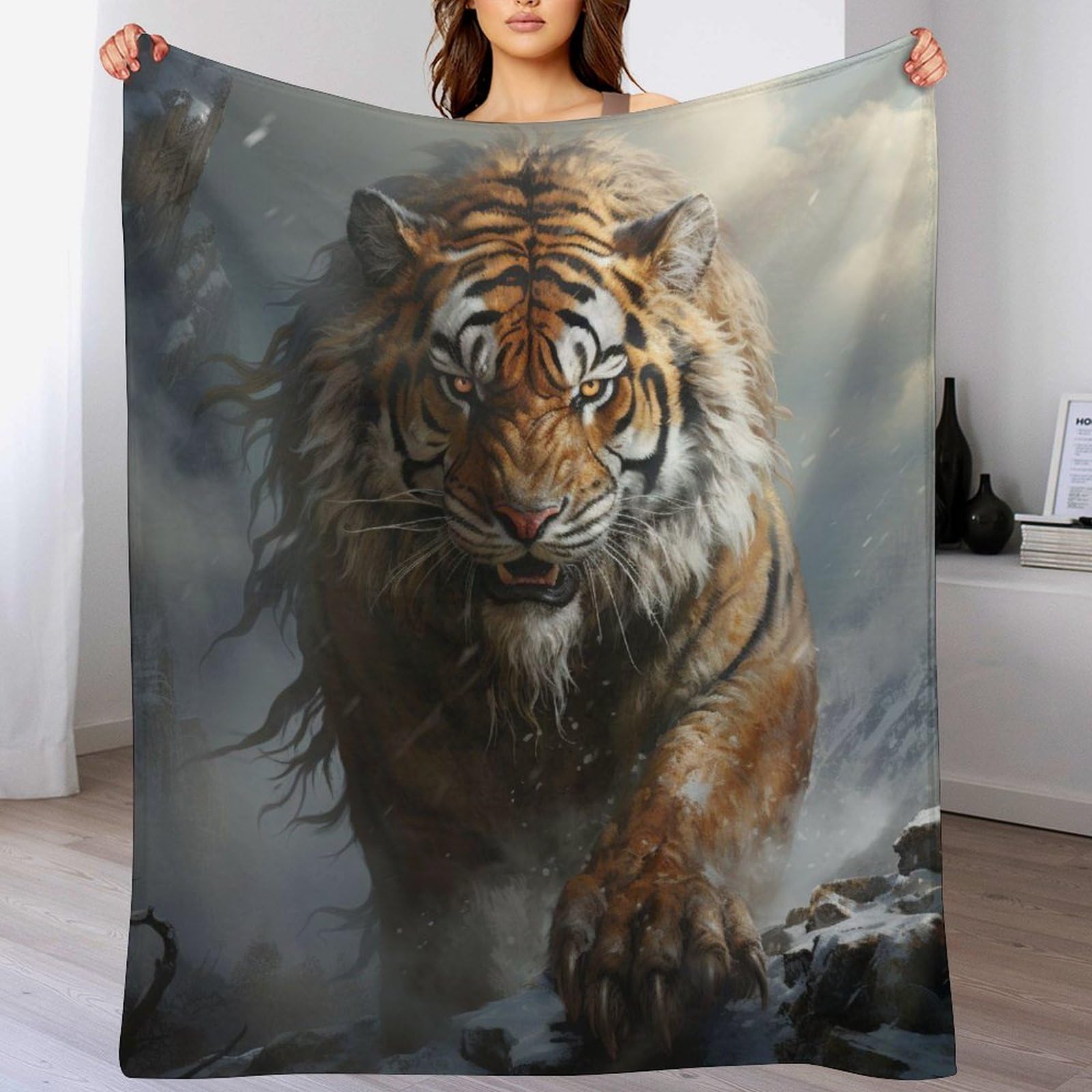 Couverture tigre en flanelle douce pour vos soirées cocooning sur le canapé