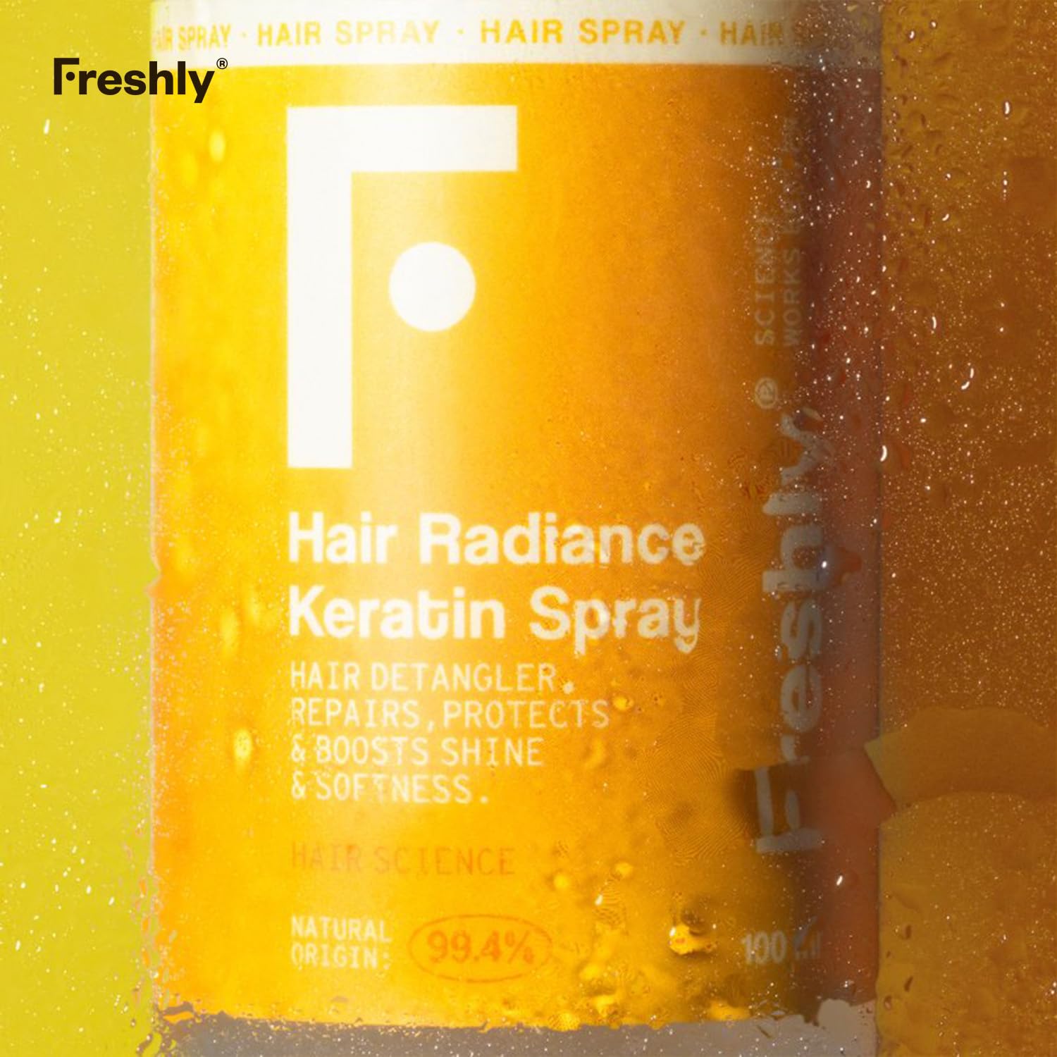Freshly - Protector Térmico Pelo – con Keratina Vegetal Sin Siliconas – Spray Desenredante para Todo Tipo de Cabellos – Brillo e Hidratación Capilar - Fórmula Natural 99,4% – 200ml