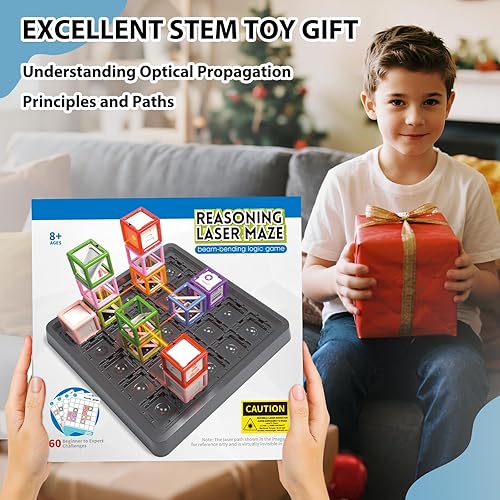 Miniatura 3 de Juego de razonamiento de laberinto láser juguetes de lógica STEM para niños de 8 años en adelante, juegos de rompecabezas de más de 60 desafíos,