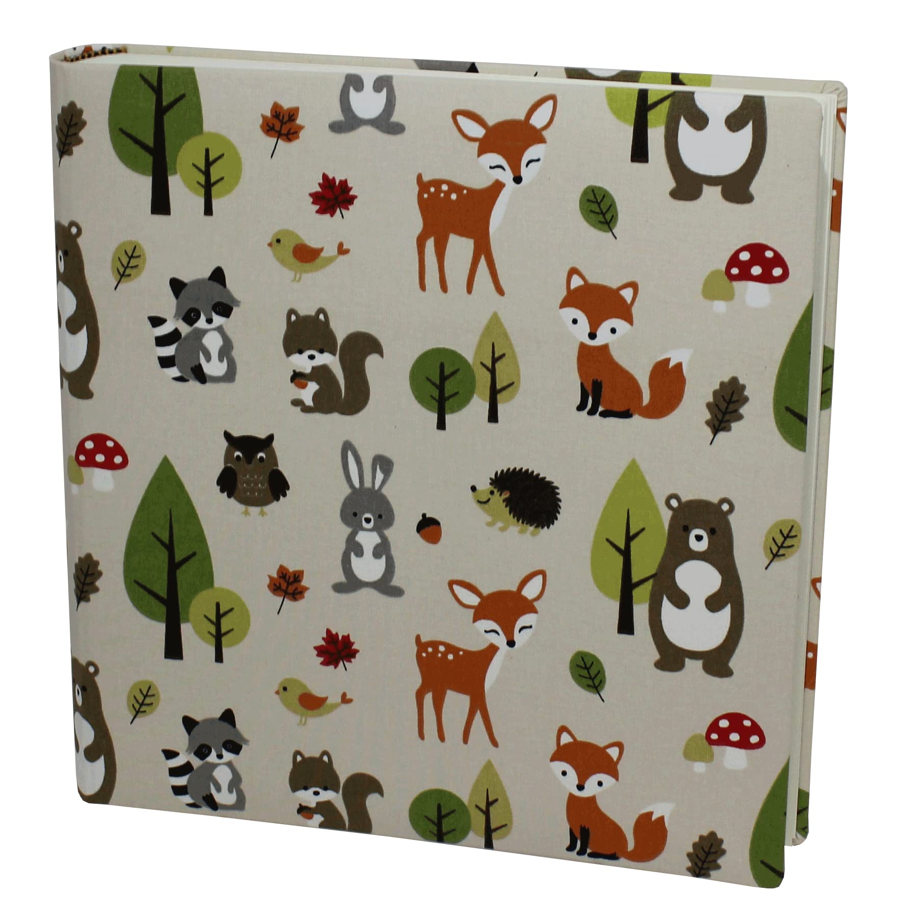 Álbum de fotos infantil con diseño de animales del bosque en cubierta de tela de algodón