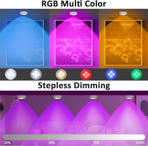 Miniatura 3 de istrnit Luz de imagen funciona con pilas, luces de imagen para pared con control remoto, 20 colores RGB, dos modos de luz dinámica, luz de pintura