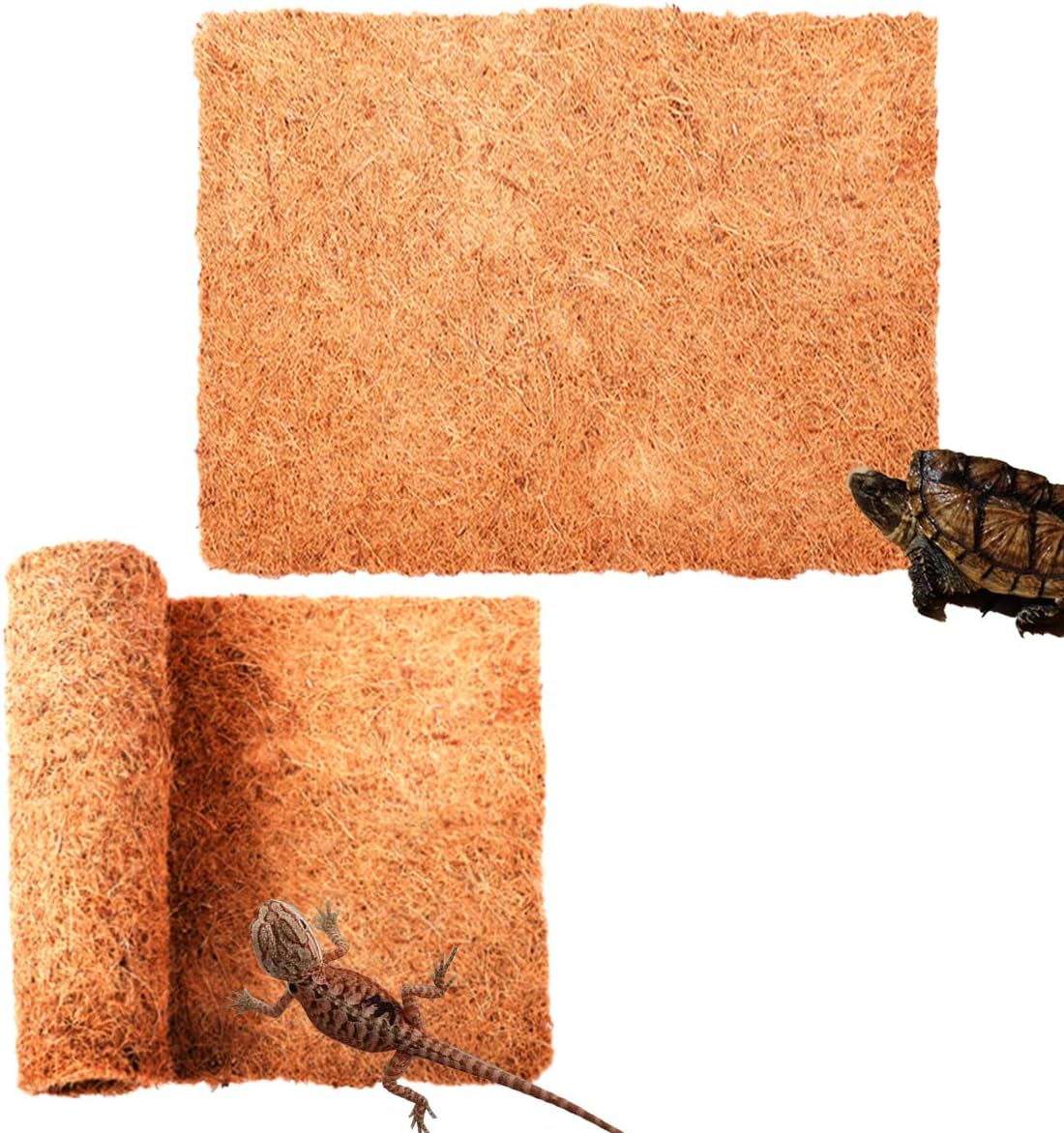 Reptile Carpet Coconut Fiber, 2 PCS 24″x18″ Reptile Terrarium Liner for