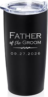 Lifetime Creations Engraved Personalized Father of the Groom Tumbler (Matte Black) 20 oz - Stainless Steel Coffee Travel Mug, Father of the Groom Gift