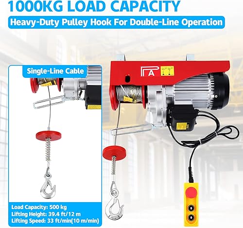Miniatura 5 de Yonntech Grúa de motor de elevación de cabrestante eléctrico de 2000 libras, gancho de elevación para fábricas, almacenes, construcción, elevación