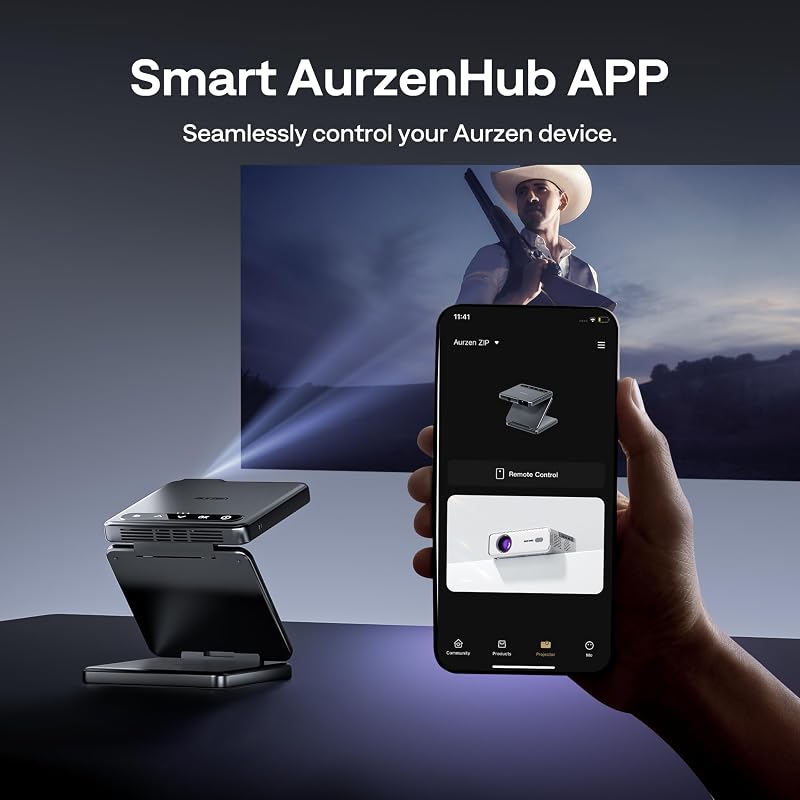 Aurzen Összehajtható Mini Projektor Beépített Akkumulátorral - 4K Támogatás, HD 720p, Bluetooth 5.4, Autofókusz, Trapézkorrekció, Hordozható