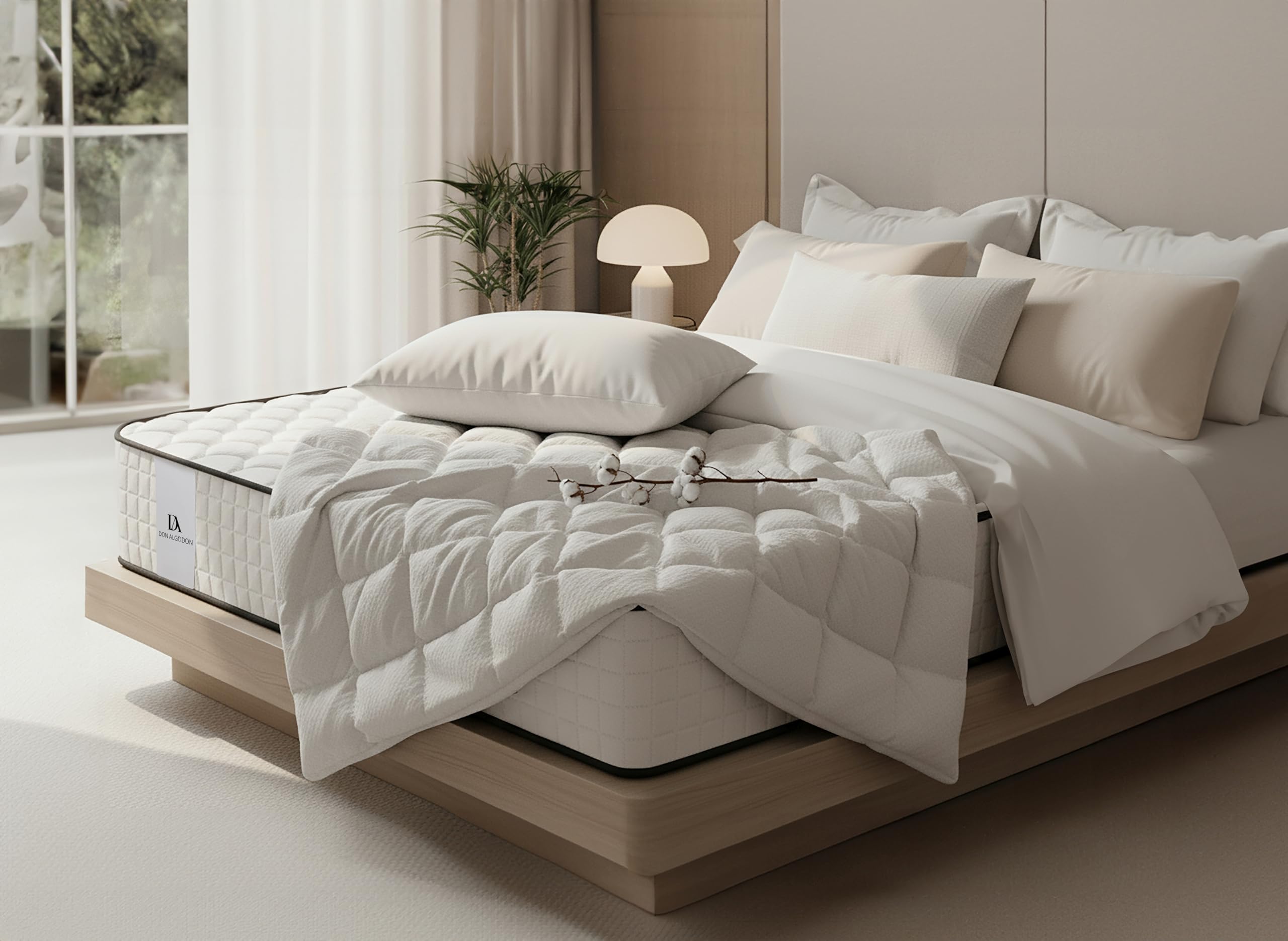 DON ALGODON Colchón Viscoelástico 120x190 Deluxe Confort Alivio de Presión Multicapa Verano/Invierno Termorregulable Altura 21 cm Firmeza Media Antiácaros