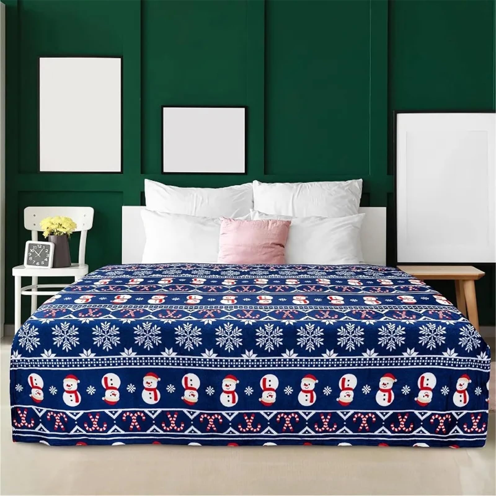 Manta Navideña De Muñeco De Nieve, Manta Navideña Azul For Vacaciones, Manta Suave Y Cálida For Cabina De Invierno, Manta De Viaje For Oficina Y Coche, Decoración(150x200cm)