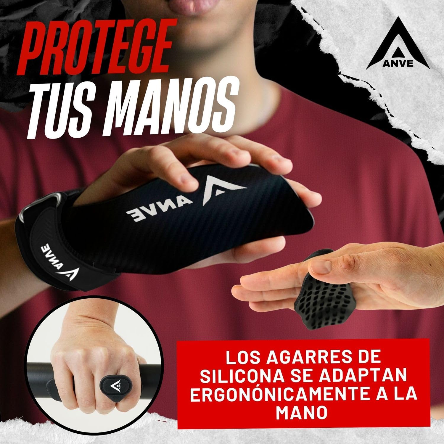 ANVE Calleras Crossfit Microfibra Carbono Bolsa Almacenamiento Agarre Silicona