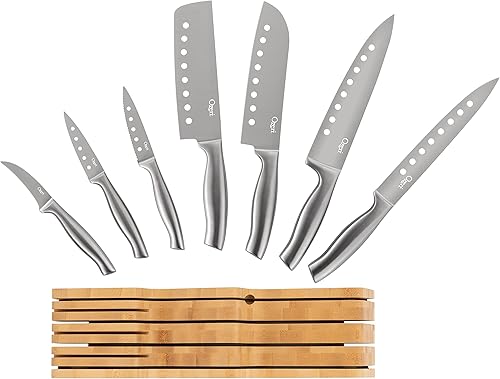 Miniatura 7 de Ozeri Juego de cuchillos de acero inoxidable de 8 piezas, con cuchillas ranuradas de acero inoxidable japonés, color plateado