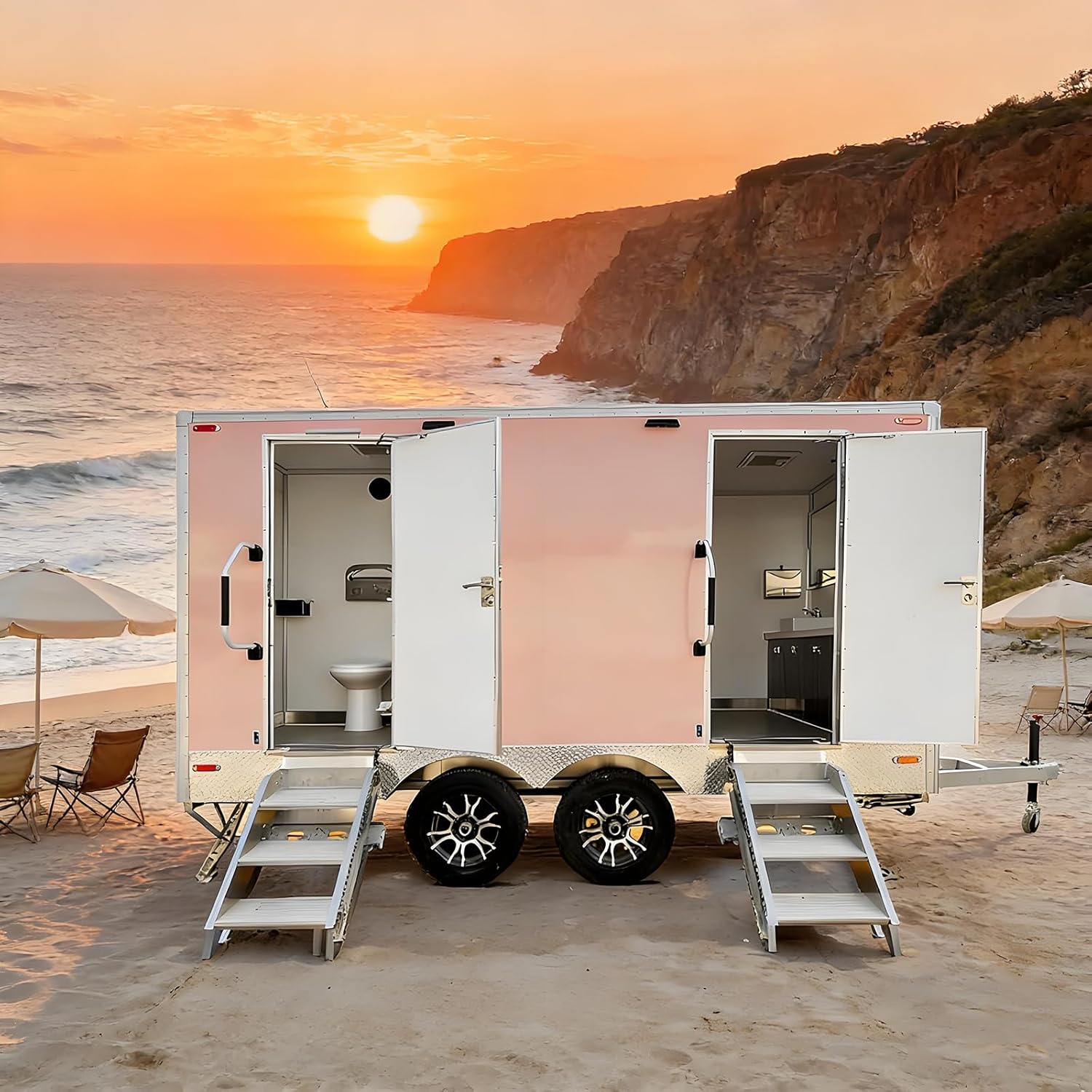 Portable Toilet With Mobile Restroom Function For Climate Trails Hiking Areas Outdoor Worksites Practical Build Simple Maintenance Steady Performance