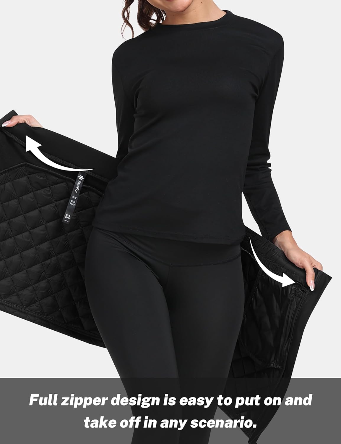 MoFiz Women's Quilted Puffer Skirt Insulated Warm Winter Skirt with Full Zipper Snow Skirts for Hiking Running Golf Outdoor - Image 3