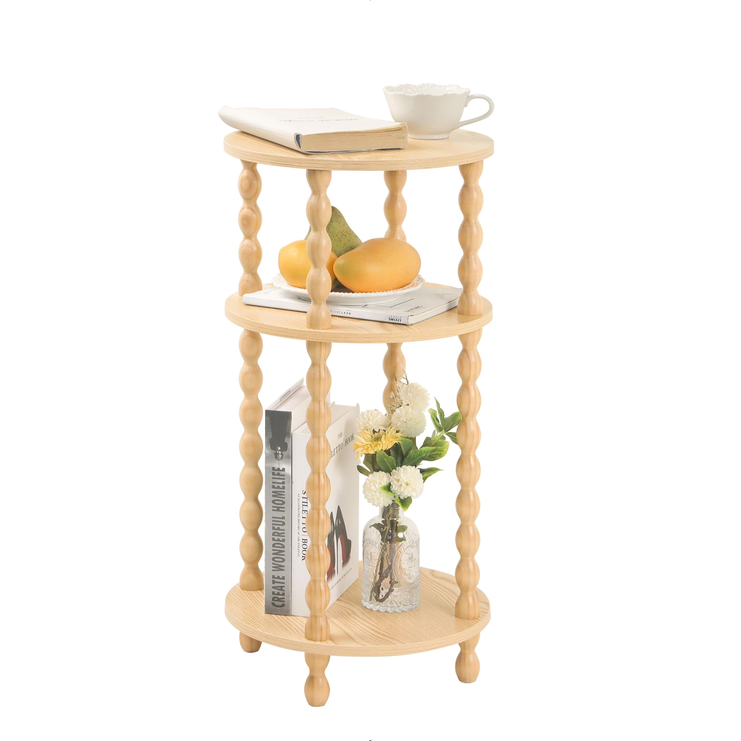 Photo 1 of AWASEN Small End Table, 3-Tier Round Side Table for Small Spaces, Round Accent Table Nightstand for Bedroom, Living Room, Office, Natural