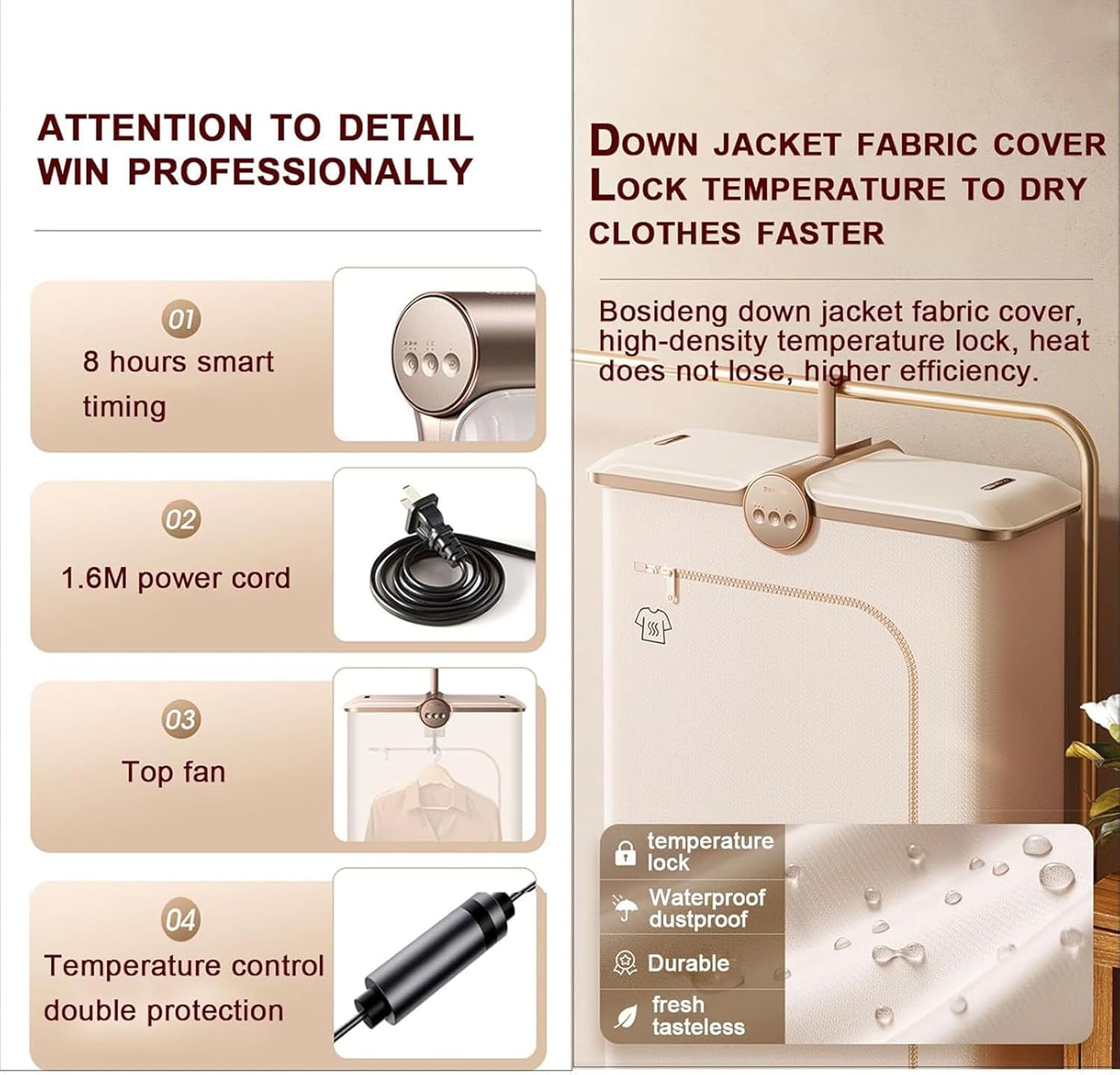 Electric Clothes Dryer, 400W Portable Heated Clothes Airer,Foldable,with 8Hr Timer, for Travel Home Appartments