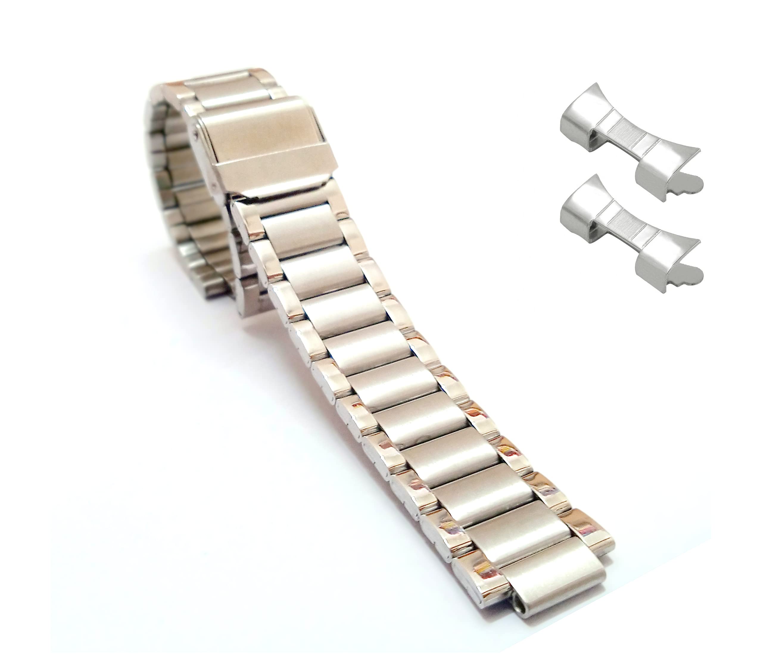 EwatchAccessories Replacement 20mm Silver Stainless Steel Brushed Metal Bracelet Watch Band Strap Curved End (B0C6Y4QW3Z) Amazon Price History, Amazon Price Tracker