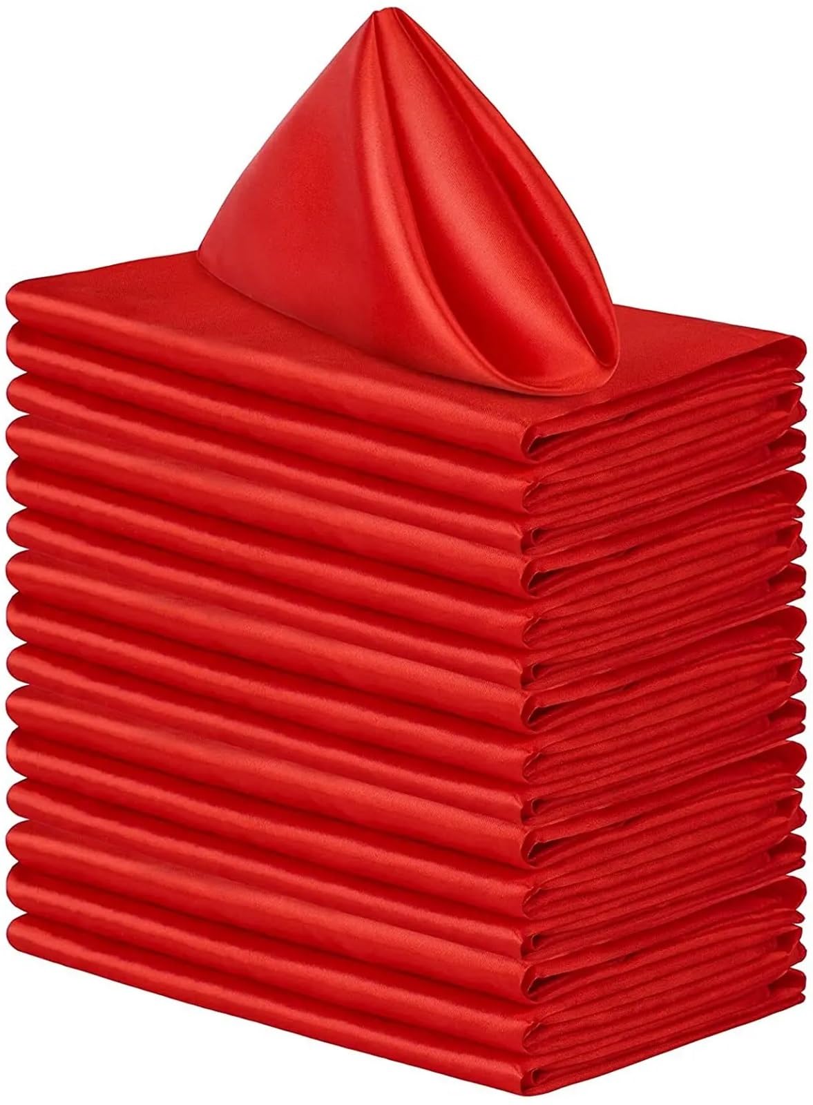 Cloth Dinner Table Napkins, Satin Dinner Napkins Multicolor 43x43cm 50pcs(Red)