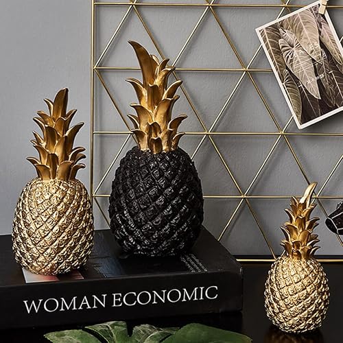 Miniatura 4 de Cabilock Estatua de piña de resina negra, decoración de escritorio, sala de estar, gabinete de TV, decoración de mesa, adorno de frutas