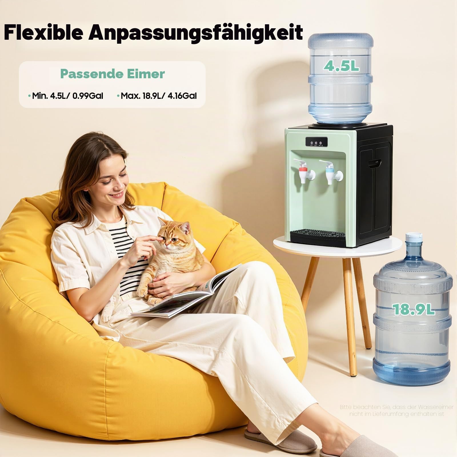 Elektrischer Wasserspender Mit Kühlung, Wasser Spender Automat 550w, Water Dispenser Hot and Cold Für Büro Hause, Heiztemperatur≥194°F, Kühltemperatur ≤59°F, Grün