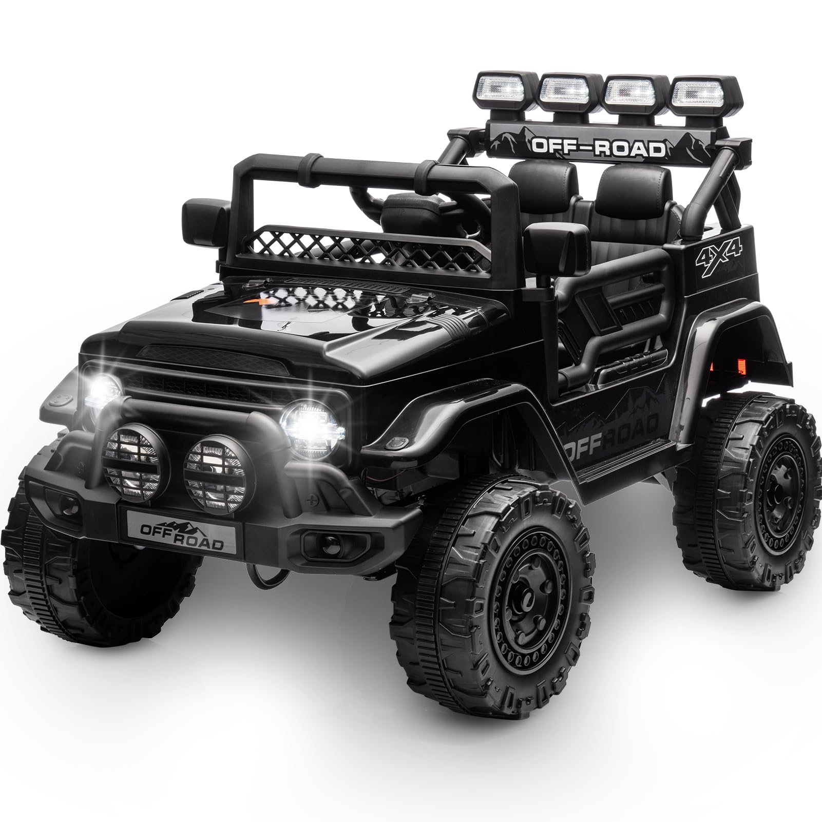 Aptliton Kids Ride on Car 12V, Electric Ride-on Toy for Children with 2.4G Remote Control, LED, Bluetooth, Music, 3-5 km/h, Children's Electric Car, Powered Ride on Toy for Ages 3+, Black