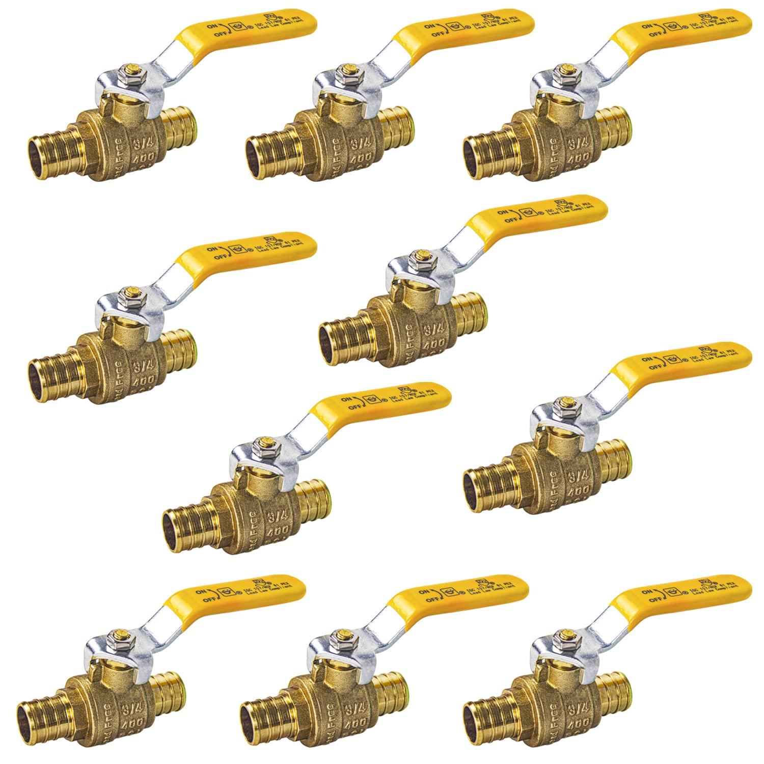 VEVOR PEX Ball Valve, 10 Pieces, 1/2 In PEX Brass Ball Valve, PEX Full Port Brass