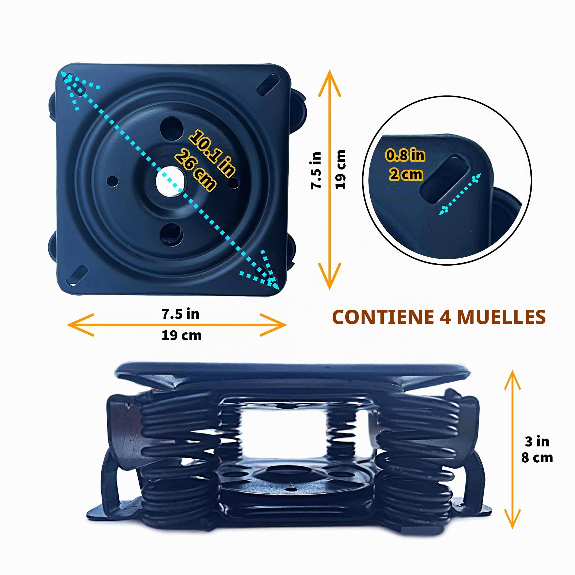Mecanismo para silla basculante giratoria con base de placa de muelles de acero y juego de tornillos