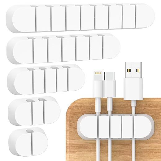 Kabelhalter Kabelclips, 5 Stück Kabelmanagement, Mit 2 Farben von kabel organizer für Schreibtisch, Netzkabel, USB Ladekabel, Ladegeräte, Audiokabel, Büro und Privatanwender