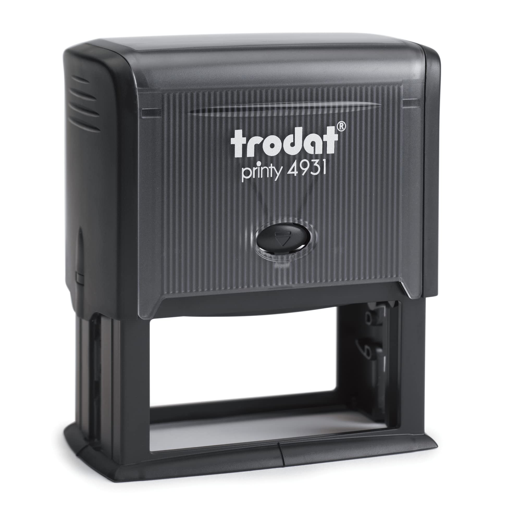 Trodat Printy 4931 Timbro Personalizzato Autoinchiostrante, Max 7 righe, Dimensione Impronta Grande 70x30 mm, Nero, Cartuccia Inchiostro Nero, Ideale per Grandi Superfici, Shopper, Carte da Pacco