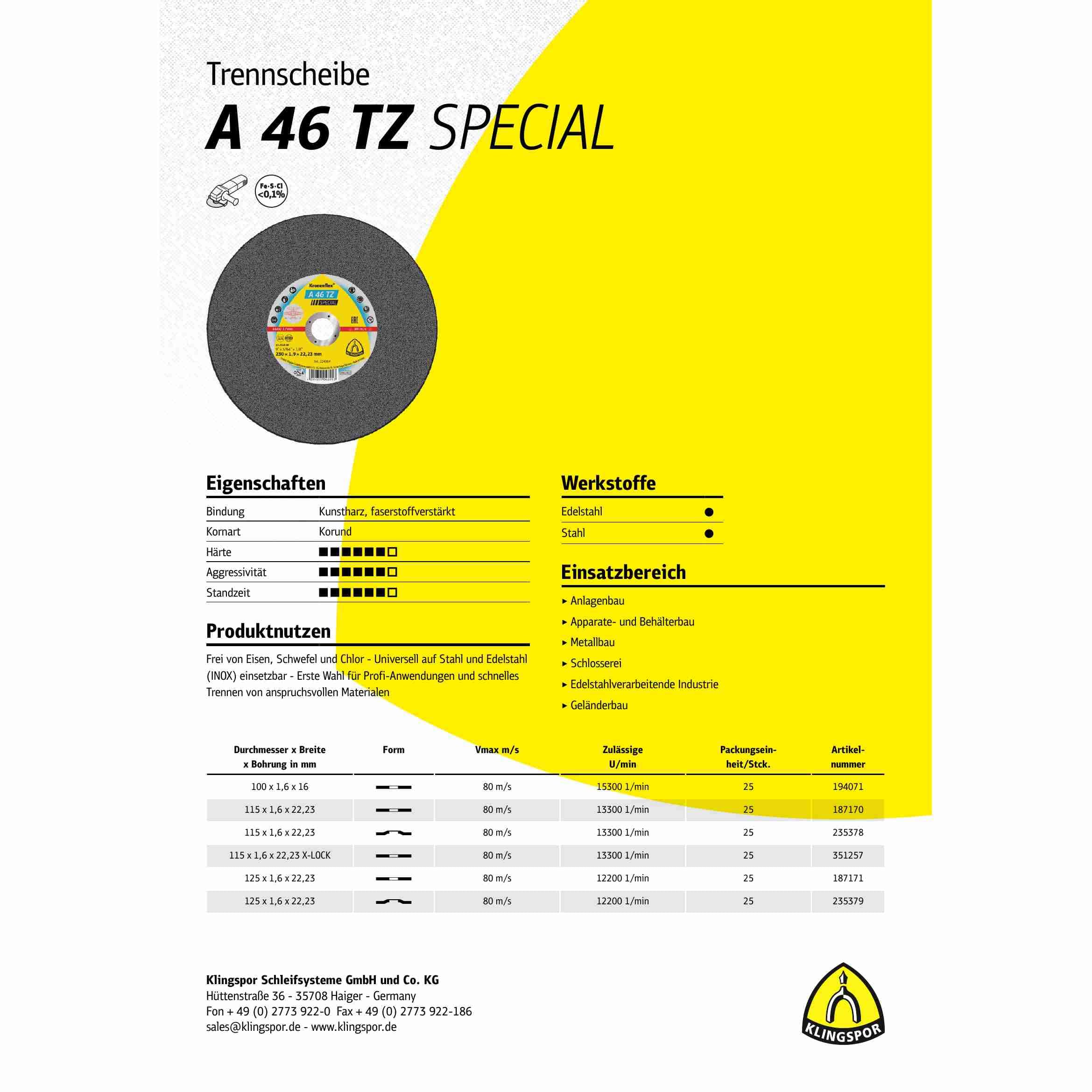 A 46 TZ - Discos de corte rectos (25 unidades, 150 x 1,6 x 22,23 mm)