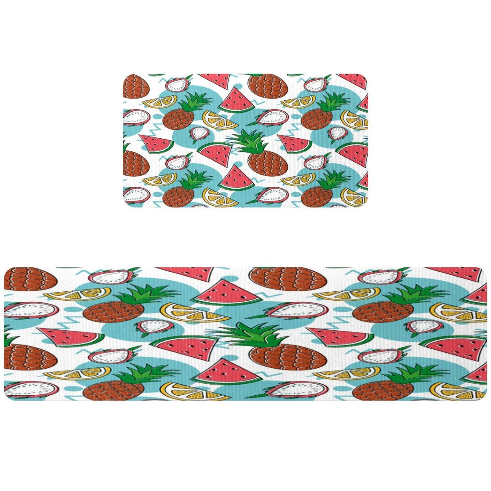 Tapete de cocina antideslizante VAPOKF, alfombra absorbente lavable con diseño de frutas, 2 uds