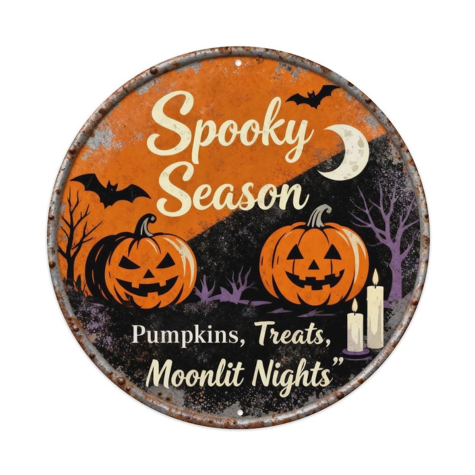 Spooky Season Pumpkin Decor Metal Tin Sign Plaque