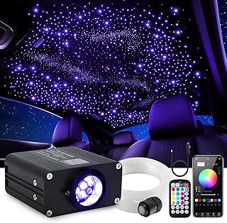 Starlight Headliner Kit, Twinkle & Sound Activate RGBW 16W Fiber Optic Lights with Bluetooth