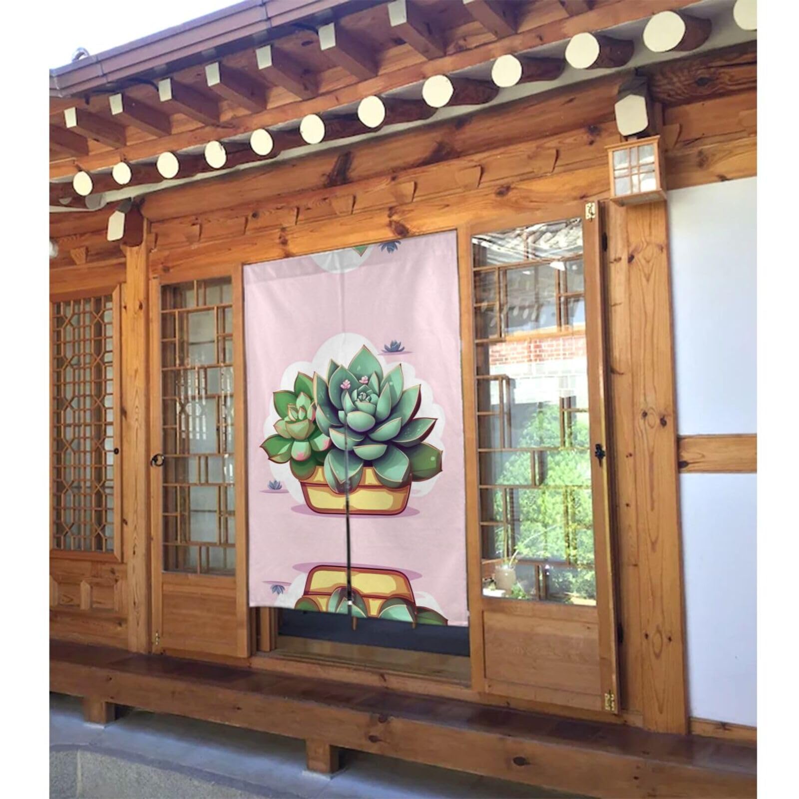 HerYng Cartoon Succulents Door Curtain - Protect Privacy, Shade, Suitable for Home, Office, Restaurant, Kitchen, Bathroom, etc.