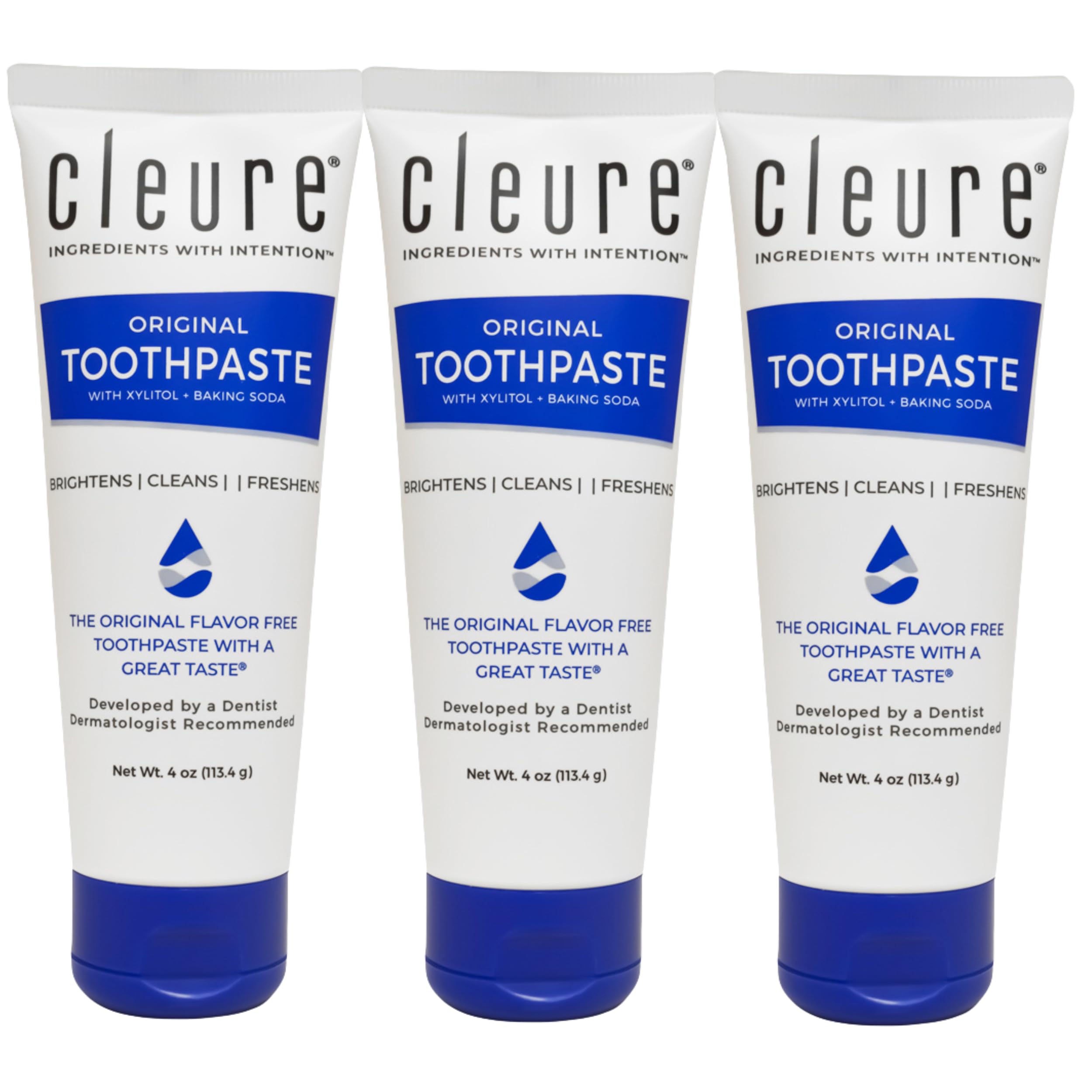 Cleure Fluoride Free Toothpaste, SLS &amp; Mint Free (4oz Tube, 3 Pk)
