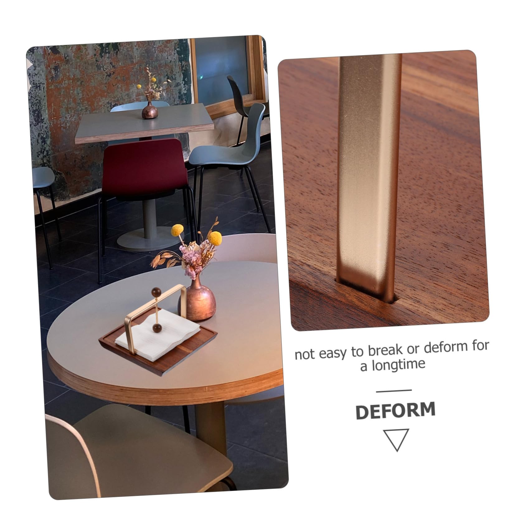 Gatuida Servilletero de Mesa Diseño Cuadrado Práctico y Elegante de Madera y Hierro Gran Capacidad para Cocina, Restaurante o Escritorio