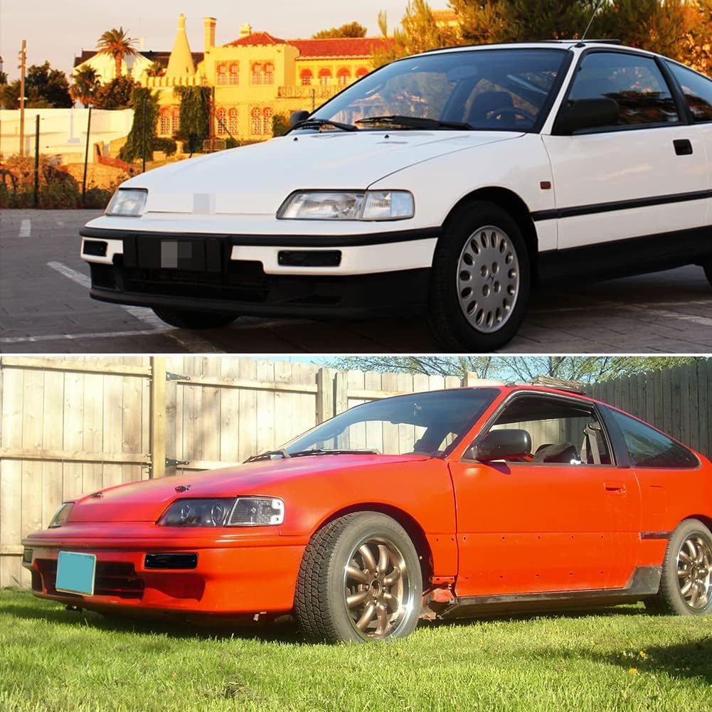 For 1990 1991 Honda CR-X/CRX Front Bumper Turn Signal Light Housings HO2530108 + HO2531108 Smoked Lens