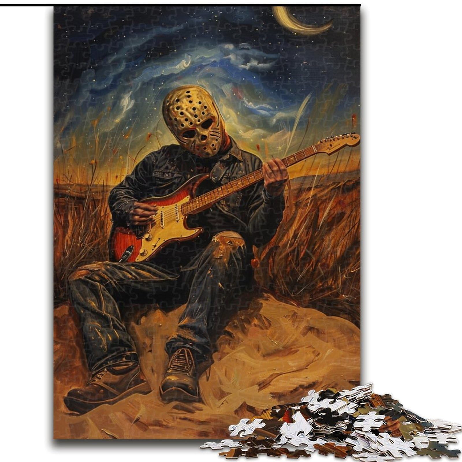 Playing Guitar Under The Stars 1000 Piece Jigsaw Puzzles for Adults Gifts, for Age 14+ Game Wall Decoration Unique Gifts for Birthday And Christmas (50x75cm)