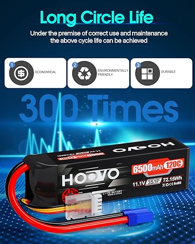 Miniatura 6 de HOOVO Batería Lipo 3S, batería de 11.1 V 6500 mAh 120C RC, funda blanda con enchufe EC5 para auto a control remoto, camión, buggy, rastreador,