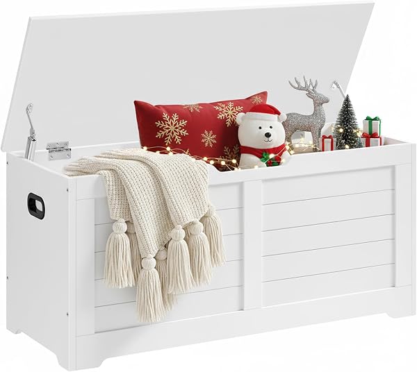 VASAGLE Banc de Rangement Blanc Mat 100x40cm