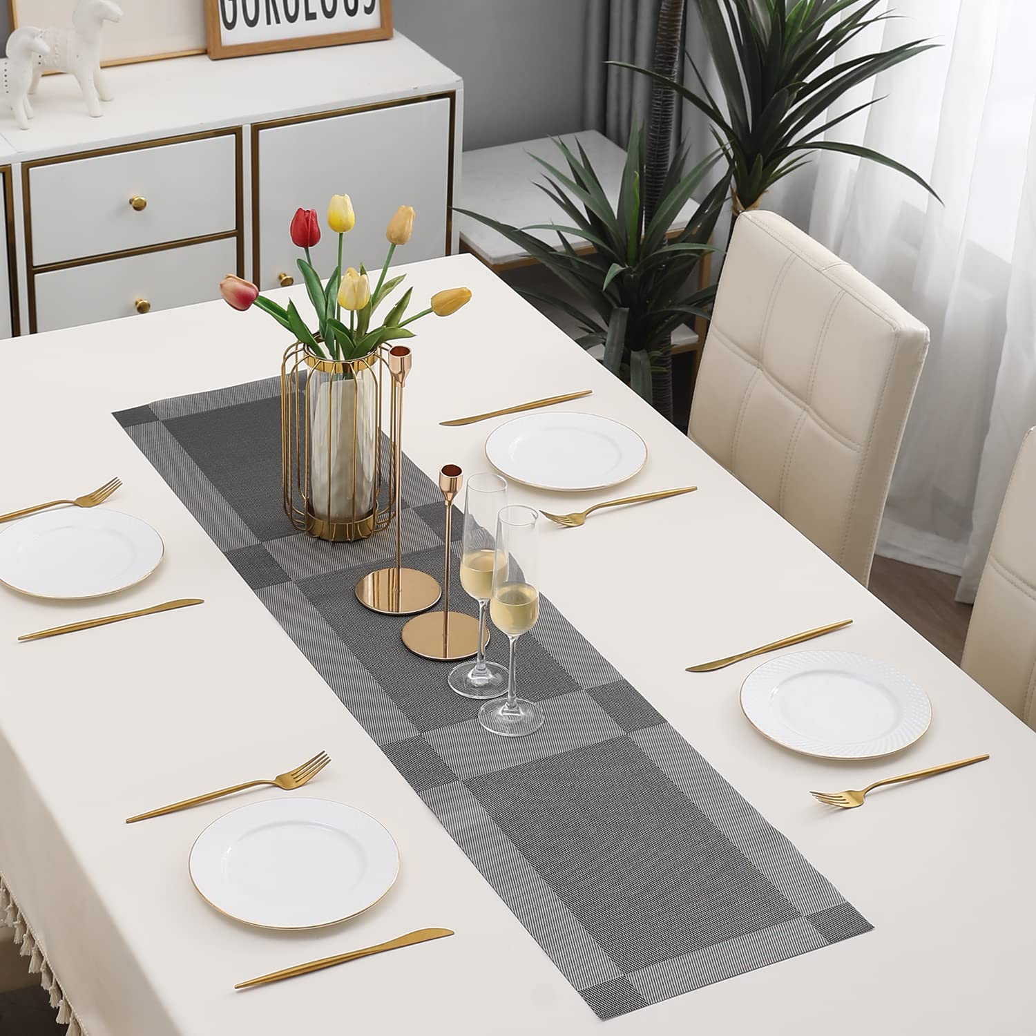 Golden Placemats & Table Runner Set - Protect Your Table -14