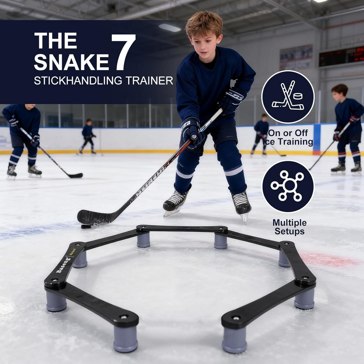 Hockey Stick Handling Trainer | Adjustable Hockey Training Equipment for Puck Control, Hand-Eye Coordination & Reaction Time | Portable On/Off Ice Trainer for All Ages,5/7 Sections