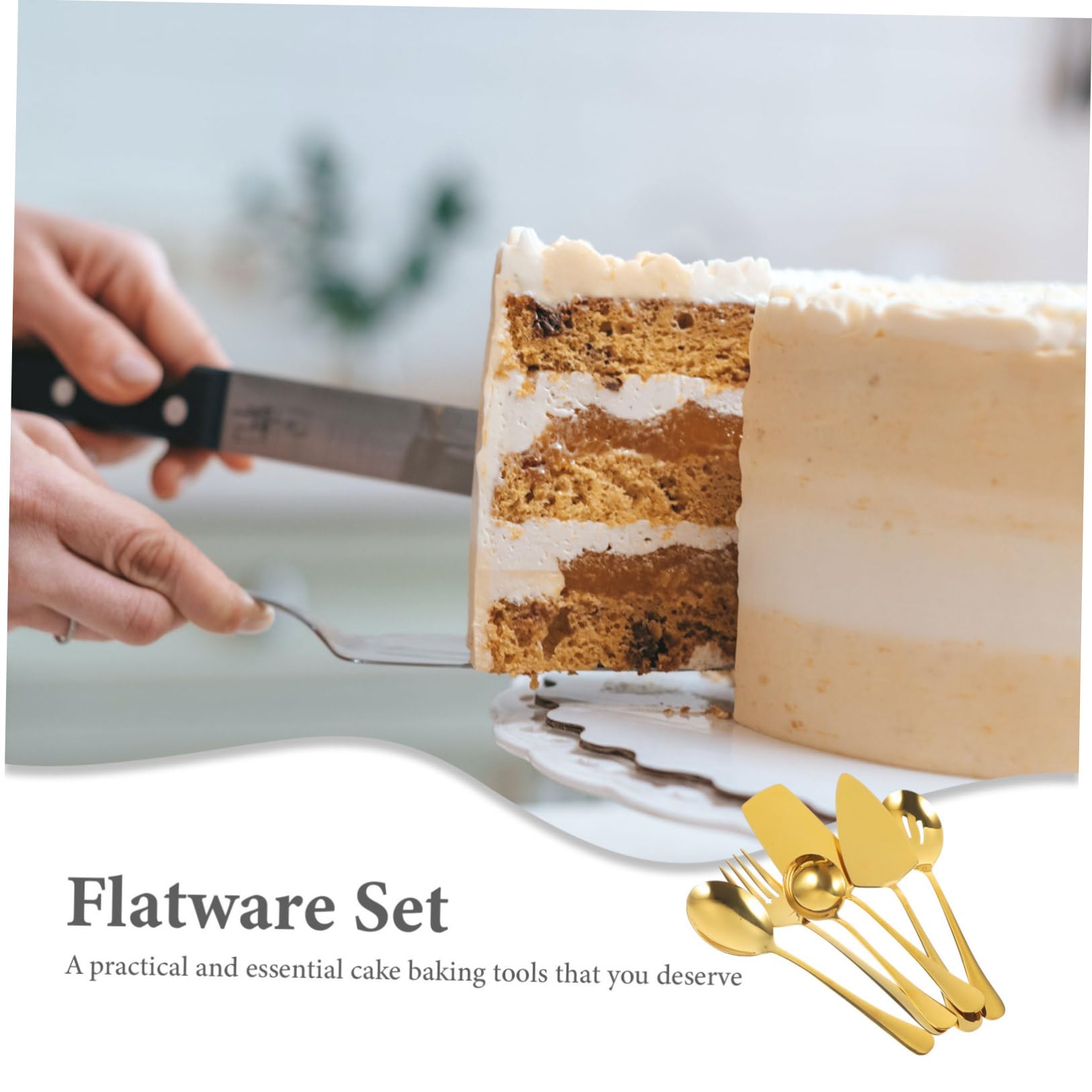 Zerodeko Ustensiles de Service Acier Inoxydable de Couverts avec Pelle à Tarte Spatule à Gâteau et Pelle à Fromage pour Buffet et Maison