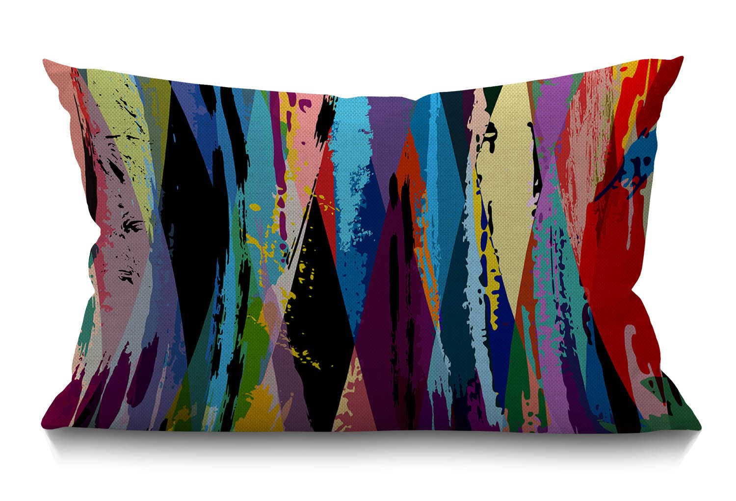 BGBDEIA Stripes Cushion Cover 30 x 50 cm Expressionist Art Work Rainbow Lines Splashes Graffiti Rectangle Pillow Cases Home Decorative Cotton Linen Throw Pillow Cover for Bed Sofa 12x20 Inch