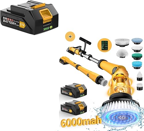 Qimedo Cepillo giratorio eléctrico extra grande Q3,9000 mAh, el mejor limpiador de batería para limpieza, cepillo de limpieza inalámbrico de ducha