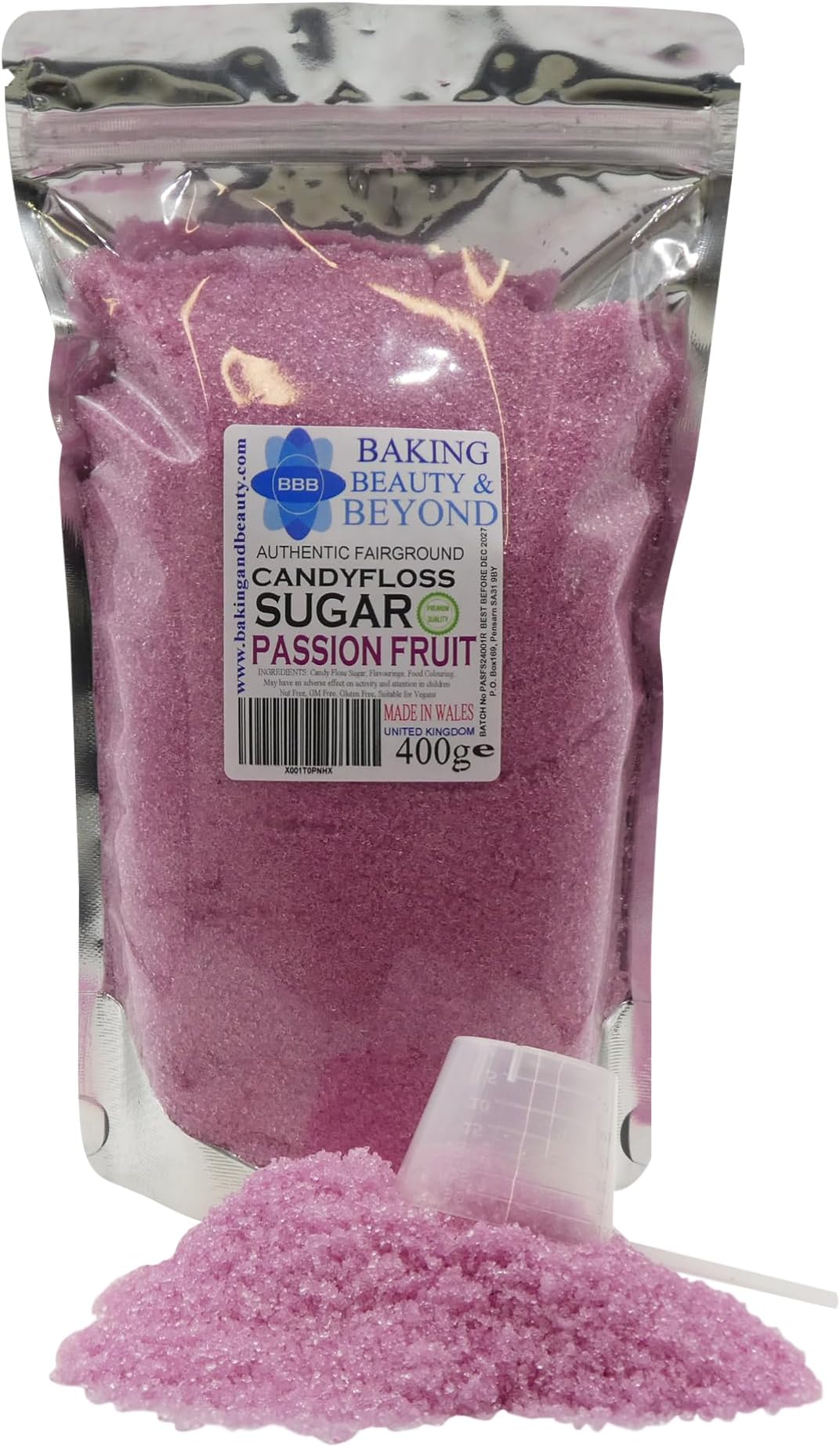 Baking Beauty and Beyond Premium Candy Floss Sugar 400g - Passion Fruit Flavour