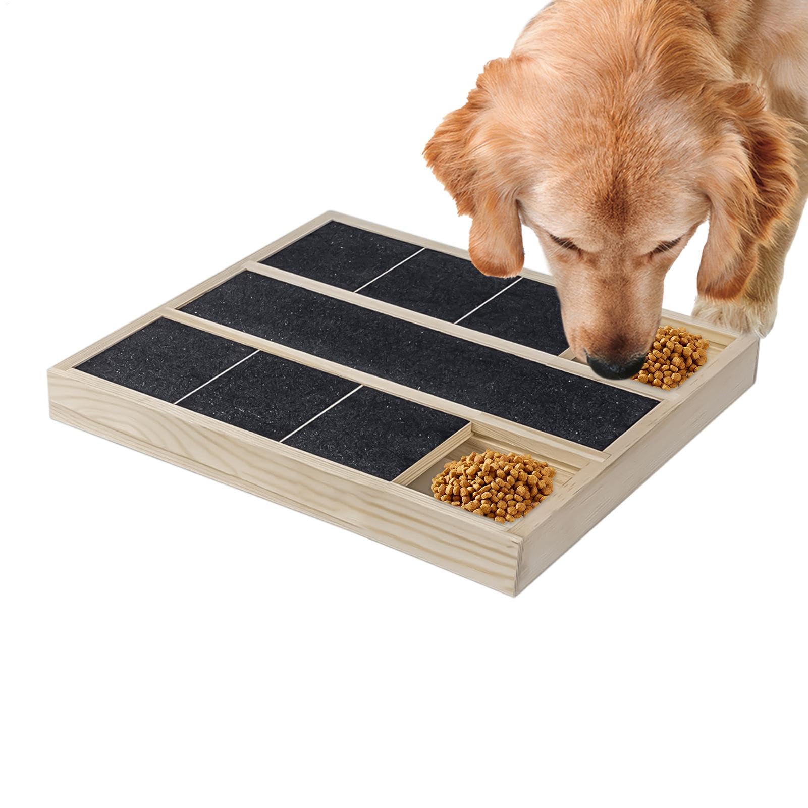 Dog Nail Scratch Pad with Treat Box - Multifunctional Scratching Boards for Pet Nail Care, Durable Portable Wooden Nail Scratch Board, Nail File Board Grinding Pad for All Dogs (35 x 25 cm)