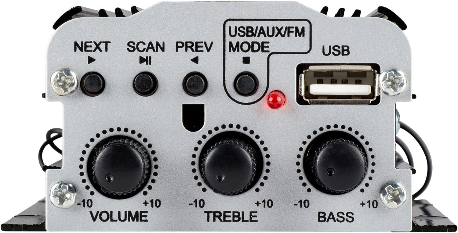 SQUADO - Amplificatore con bluetooth Stereo 500W A 2 Canali con Telecomando 12V Mp3 USB Audio Speaker
