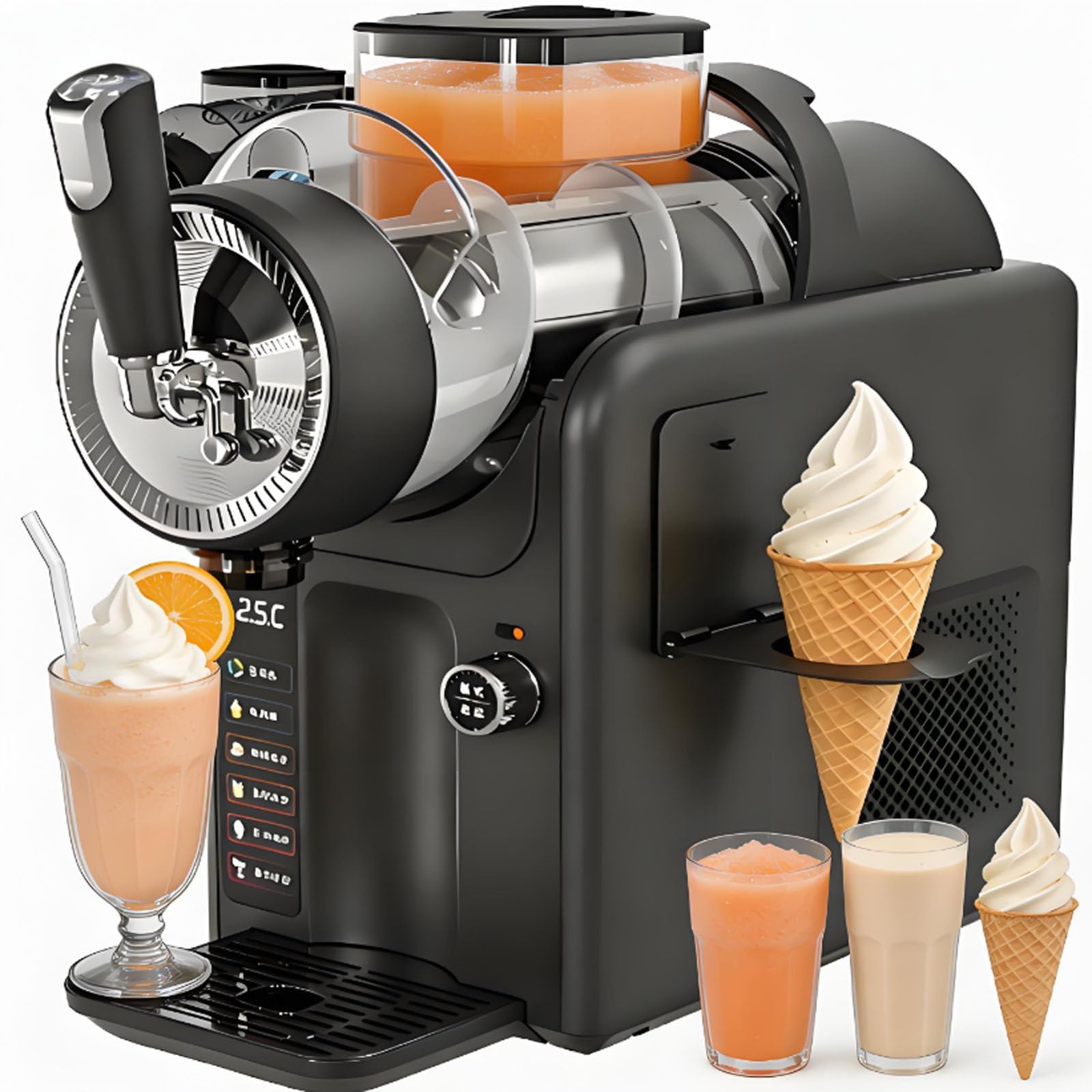 Ghygetrich Ice Cream Maker, Frappe Maker Slush Machines Slush Machine Slushie Maker Machine Slushy Maker Black