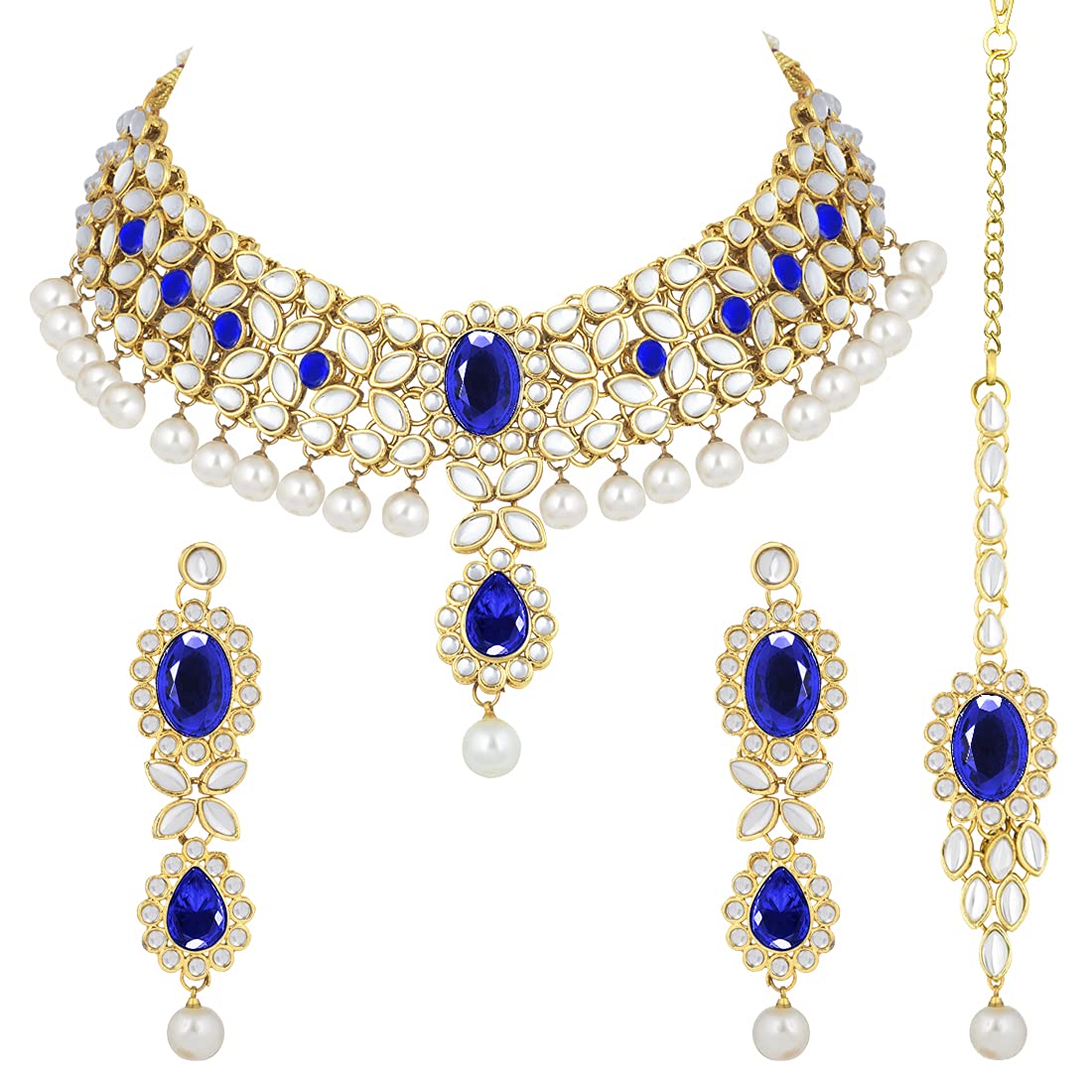 Peora Kundan Pearl Choker Traditional Necklace Jewellery Set With Earrings For Women (B09GXYCY1X) Amazon Price History, Amazon Price Tracker