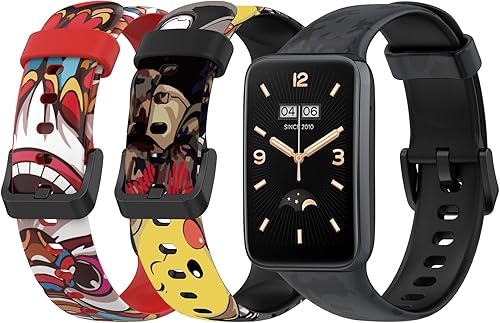 Lijinlan Bandas de repuesto compatibles con Xiaomi Mi Band 7 Pro Strap mujeres hombres, impresión colorida linda piel floral suave flexible silicona